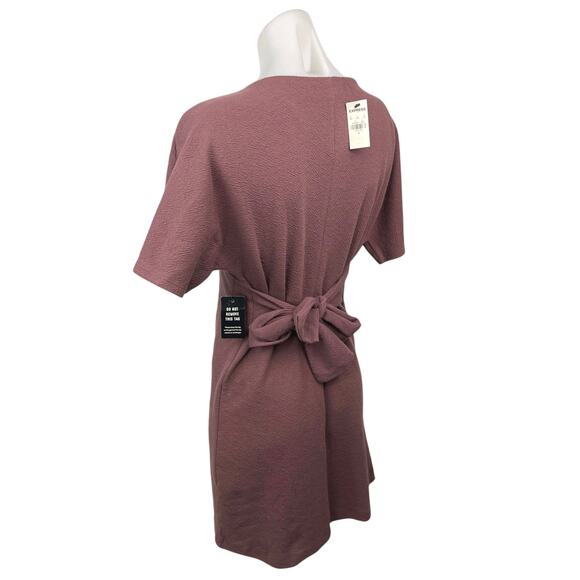NEW Express Mauve Pink Crepe Tie Back Short Sleeve Sheath Mini Dress Size S - Picture 2 of 5